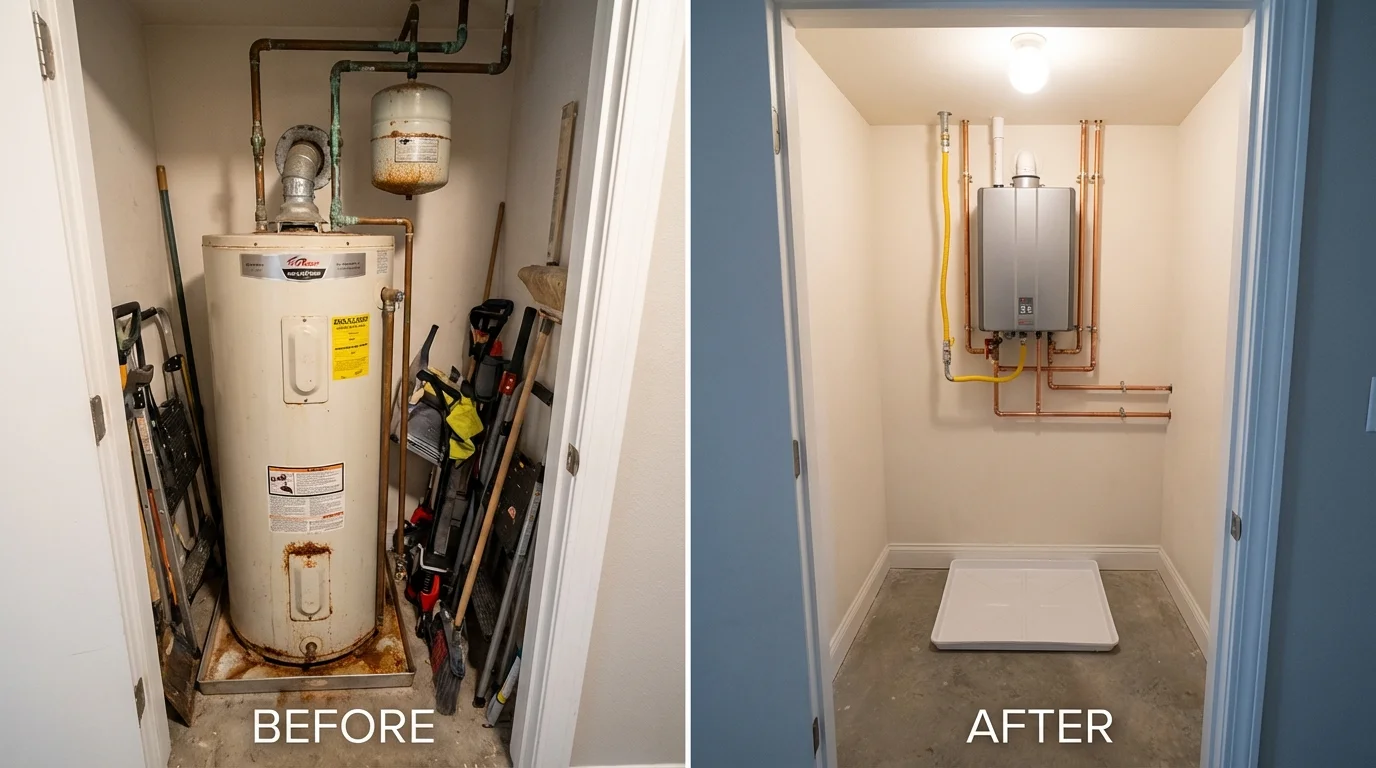 Tank water heater versus wall-mounted tankless unit comparison for Little Falls, NJ homeowners
